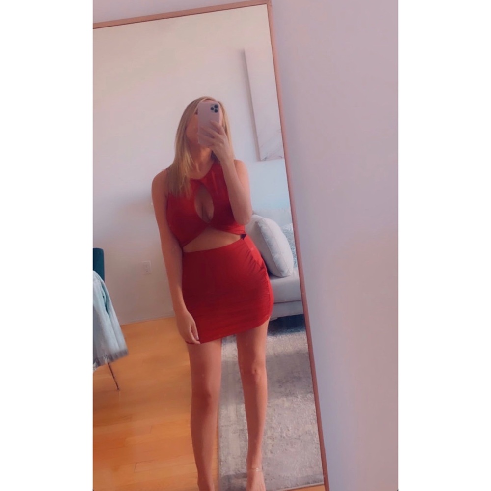 Red mini dress